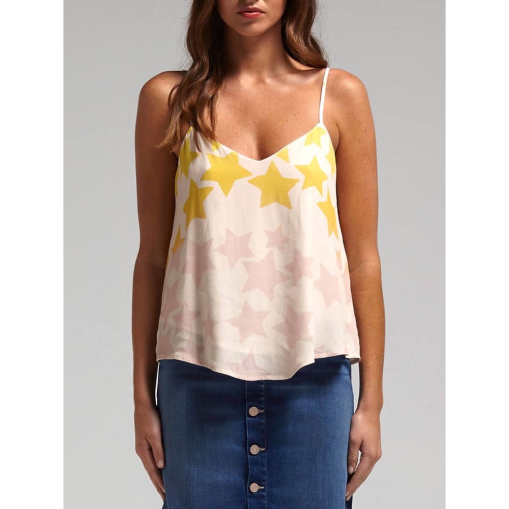 Star-Patterned Yellow and Pink Camisole Top